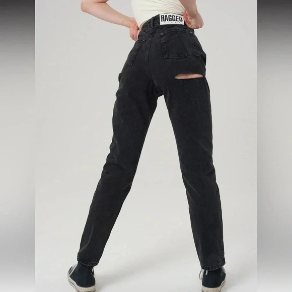 The Ragged Priest Butt Cut Black Mom Jeans High Waisted Pants Charcoal 26 - Picture 2 of 16
